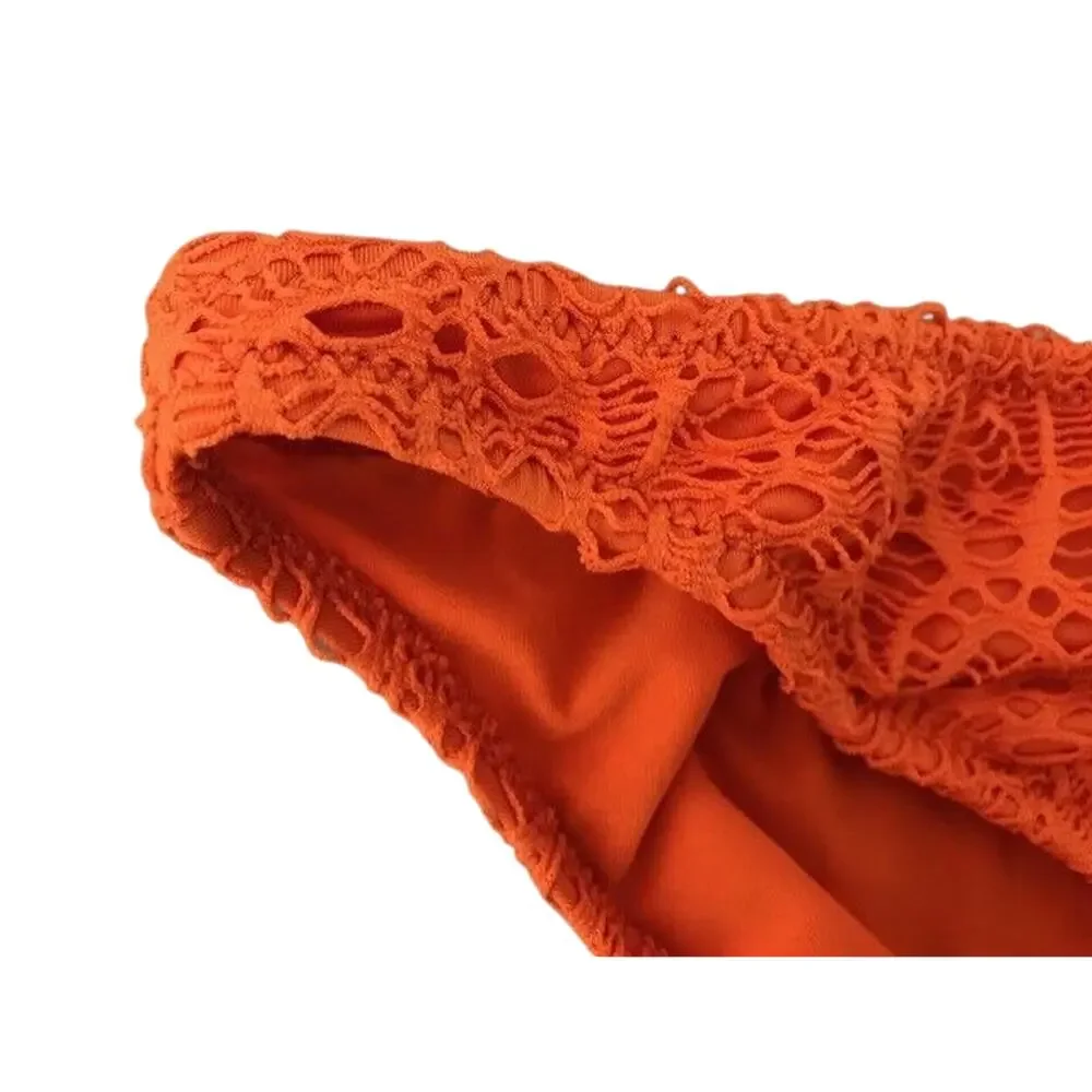 RALPH LAUREN Women's Orange Crochet Lace Bikini Bottoms